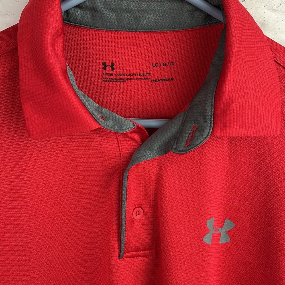 UNDER ARMOUR Mens Tech Performance Short Sleeve Polo Loose fit Heatgear Size LG - Picture 3 of 12